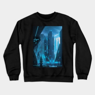 Cyber Space Port in A Futuristic City Crewneck Sweatshirt